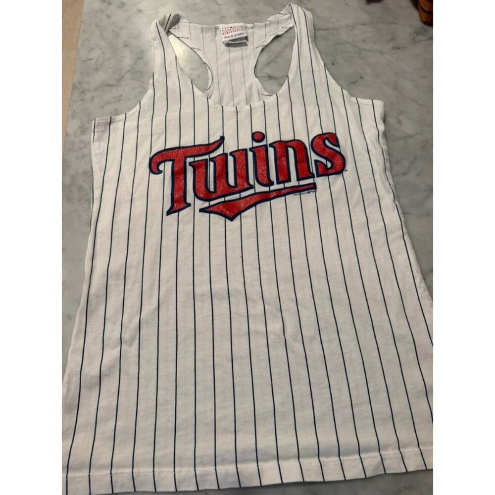 5th & Ocean Minnesota Twins Women's Pinstripe Racerback Tank Top - Size M
